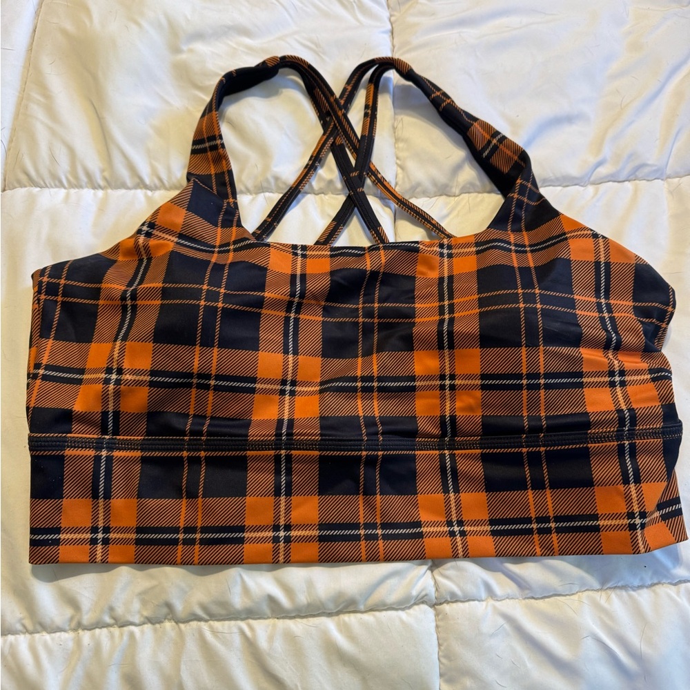 CVG Constantly Varied Gear Pumpkin Patch Plaid Longline Bra size Large